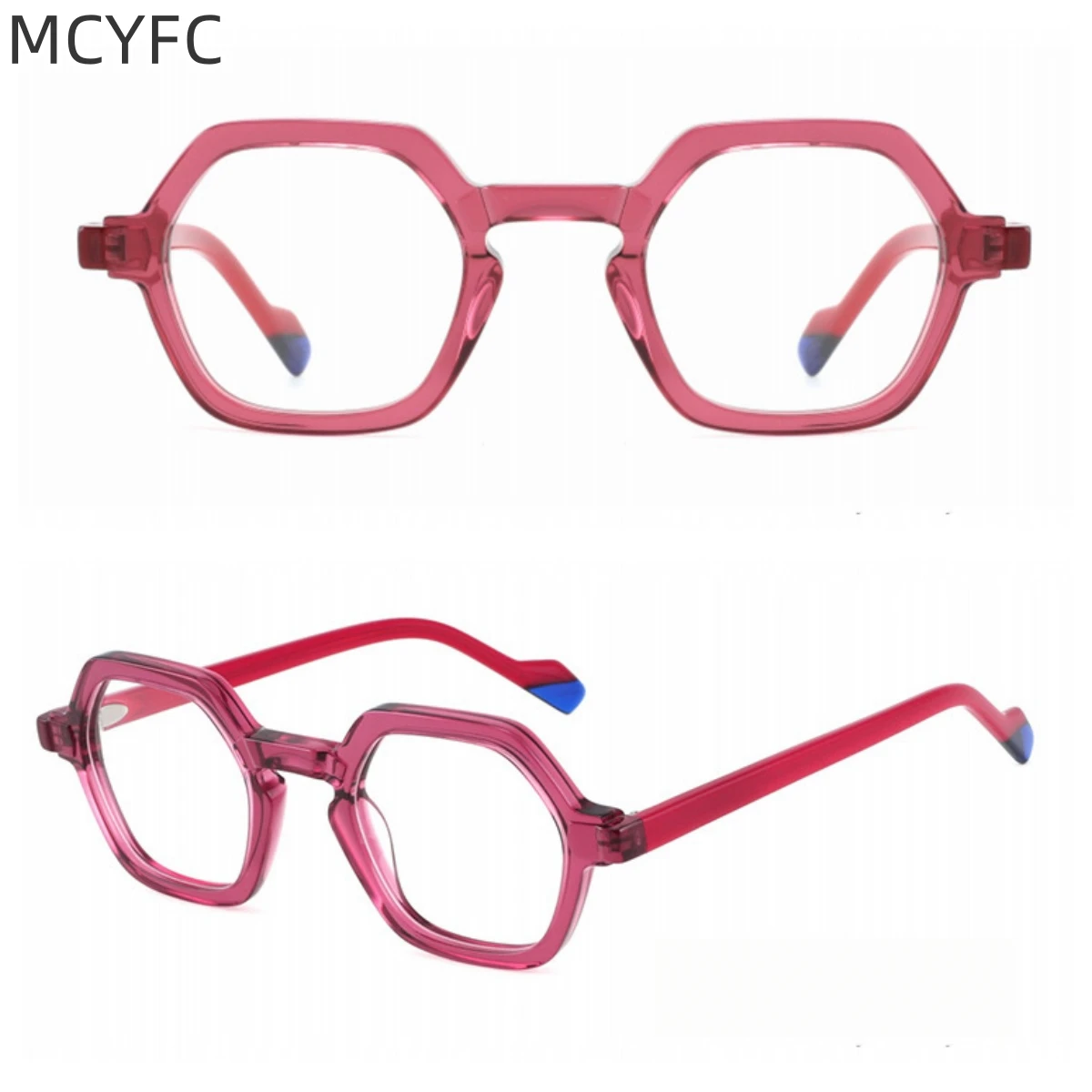 MCYFC Fashion Acetate Material Eyeglasses for Women Tortoise Green Red Split Joint Glasses Frames for Men Western Style Eyewear