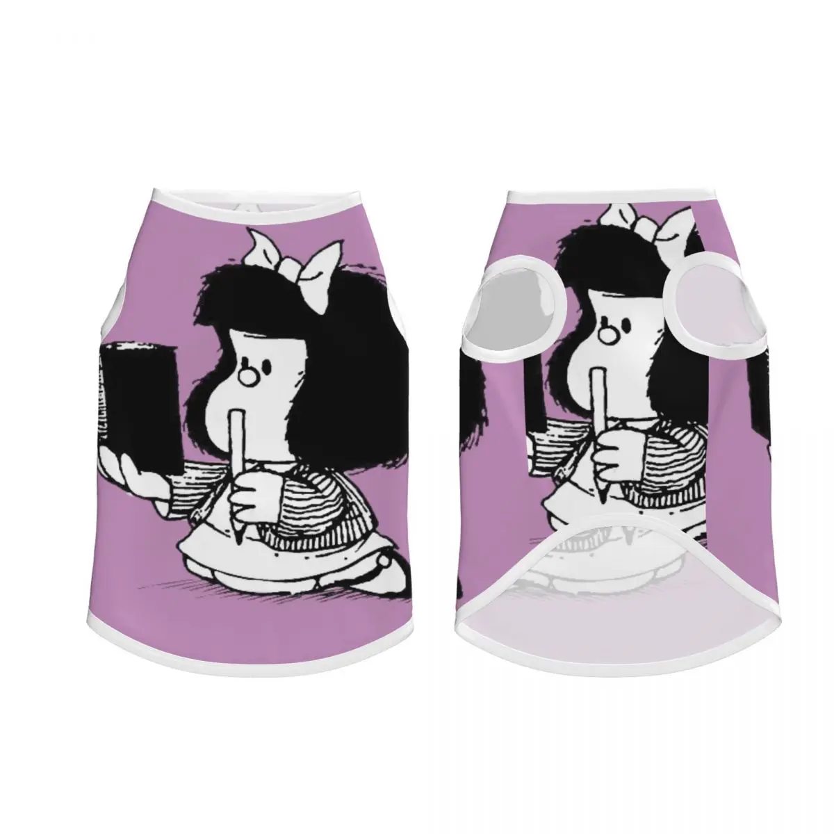 Breathable Mafalda With Notebook Pet Vests Quino Comic Cartoon Puppy Clothing Decoration Cool Summer Pet Dog Clothes