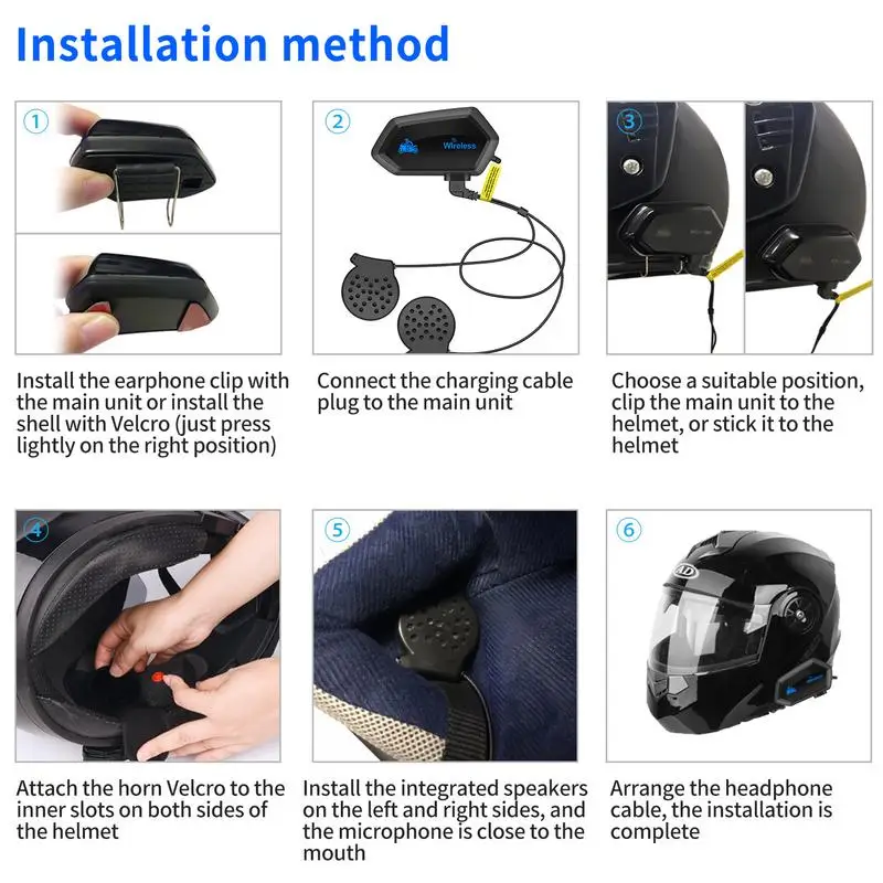 Motorcycle Blue-tooth Headset Wireless Motorbike Intercom Communication System With Noise Cancellation Helmets Communication