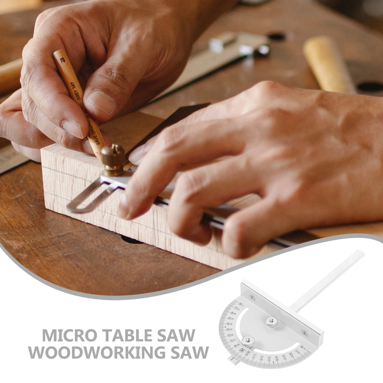 

American Long Arm Folding Work Universal Desk Lamp Base 190mm White Chassis Circular Saw Table Angle Gauge Steel Protractor Tool