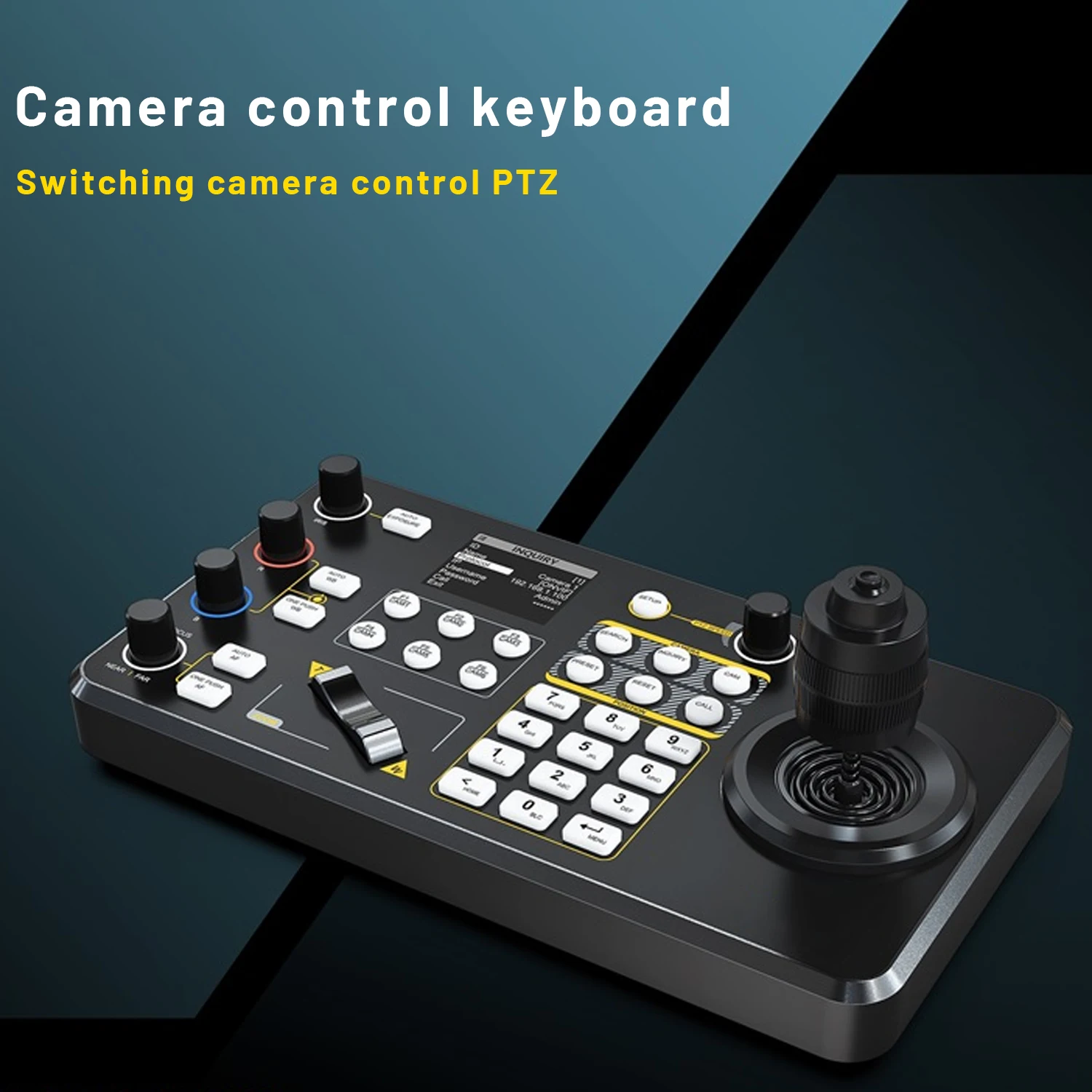 Prisual PTZ Camera controller PoE NDI Camera controller keyboard with 4D joystick for live church meeting,RS232 RS485 LCD screen