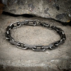 MKENDN Locomotive Men Punk Rock Bicycle Chain Bracelet Stainless Steel Male Vintage Oxidized Black Biker Jewelry