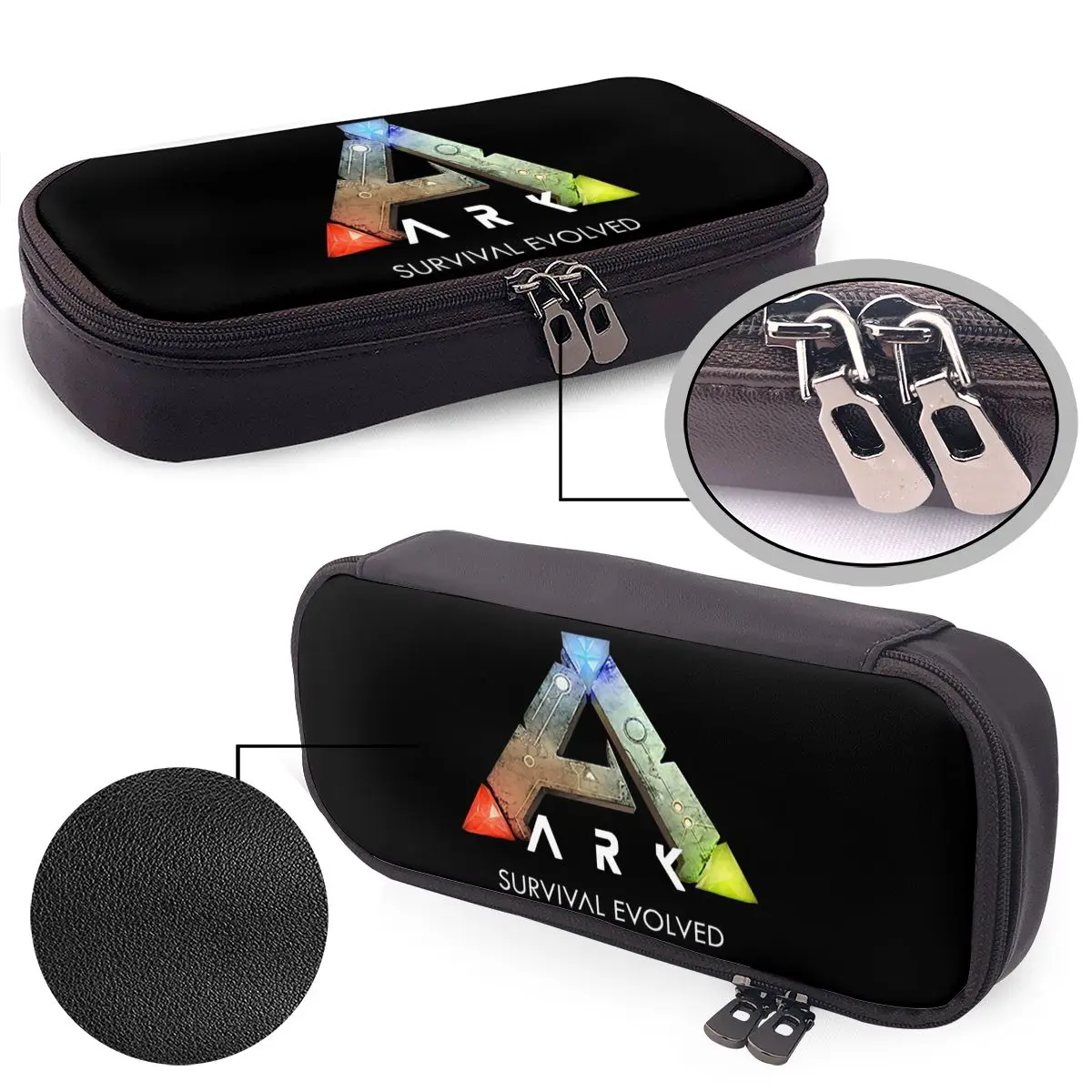 Ark Survival Evolved – trousse à crayons en cuir noir, pour étudiants, cadeaux, boîte à stylos, sac à crayons, fournitures de papeterie, porte-stylo