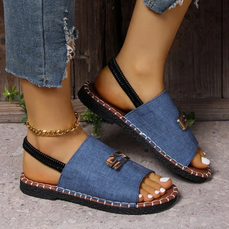 Women Casual Beach Holiday Luxury Sandals 2024 Summer New Fashion Outdoor Flat Sandals Open Toe Sandals Women Shoes for Women
