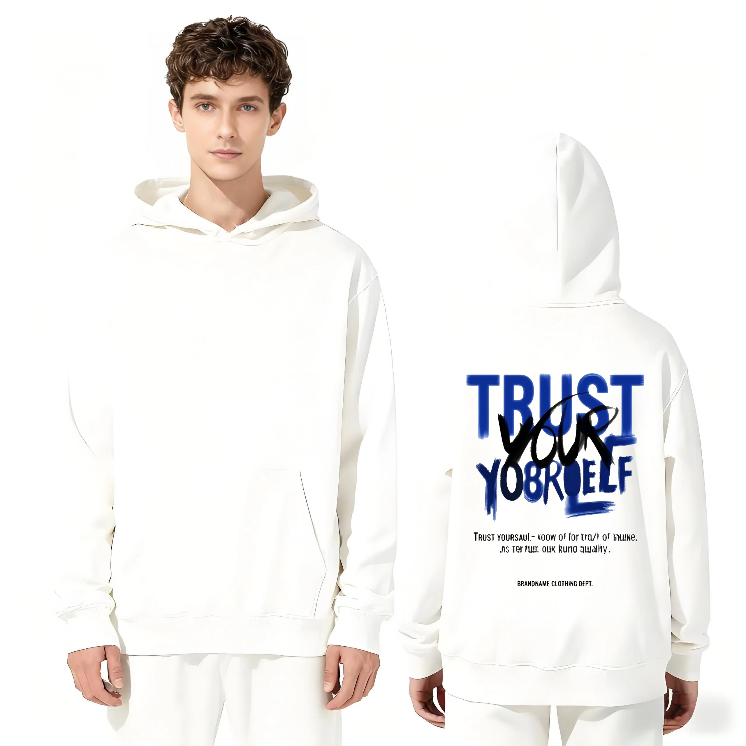 

2025 New TRUST YOURSELF Print 330g Heavyweight Hoodie Unisex Casual Sweatshirt Men Women Streetwear Fashion Pullover