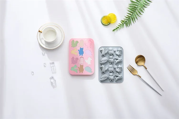 12-hole,squirrel,owl,fox,rabbit,bear,hedgehog,silicone Mold Fondant Cake Chocolate Mold Ice Cube Cake Mould  Baking Accessories