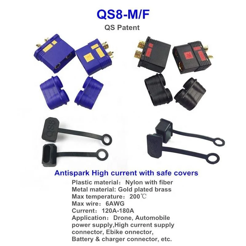 5PCS QS8-S Heavy Duty Battery Connector Anti-Spark Gold Connector Large Power Plug For RC Plant Protection Drone Car Model
