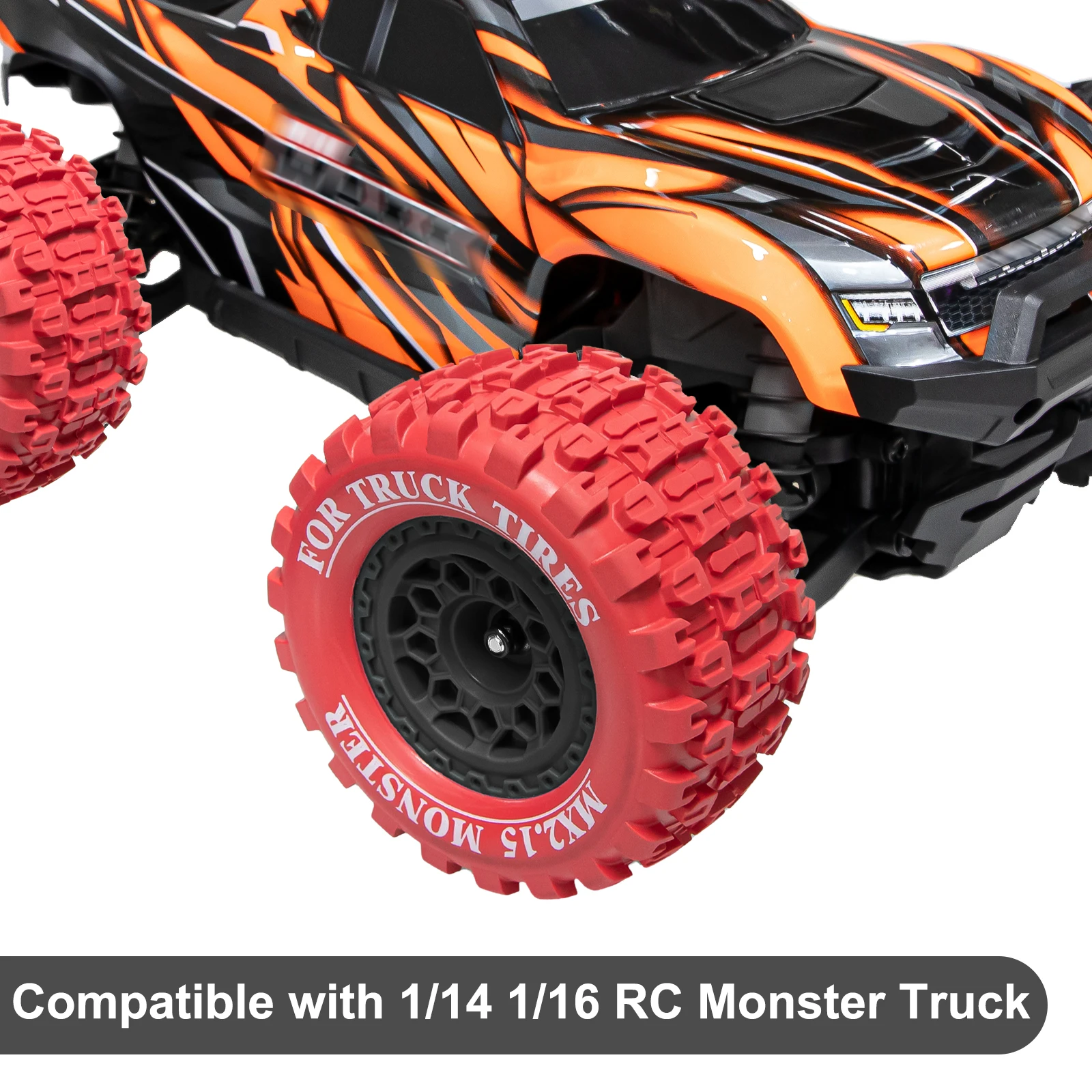 Okhl mx2.15 Polegada rc rodas aro pneus coloridos 4 pçs para neve lama terreno 1/14 1/16 rc monster truck 1/16 mini maxx acessórios