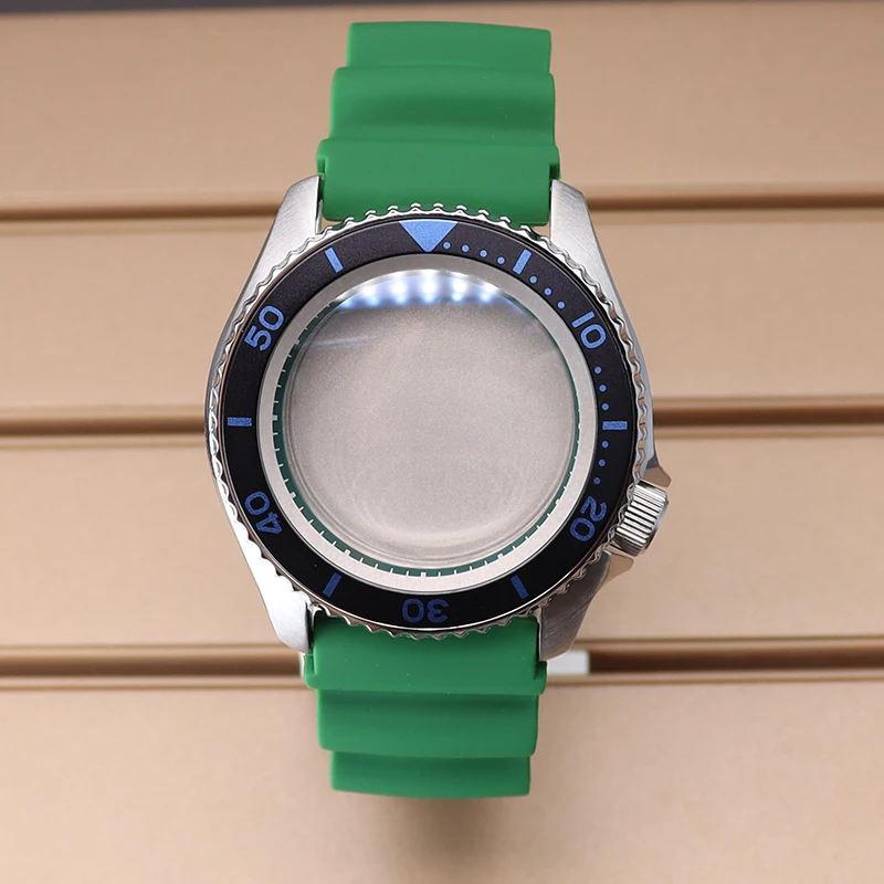 Caja de reloj para hombre de 42,5mm, correa de goma, cristal de zafiro para Mod Skx007 Seiko NH35 NH36/38, movimiento automático, esfera de 28,5mm, 20ATM