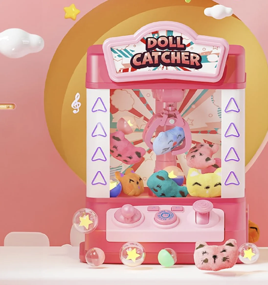 Huishoudelijke klauwmachine voor kinderen Spelmachine, snoepautomaat, prijzendispenser speelgoed, met led-verlichting en verstelbare geluidseffecten, geschikt voor jongens en meisjes