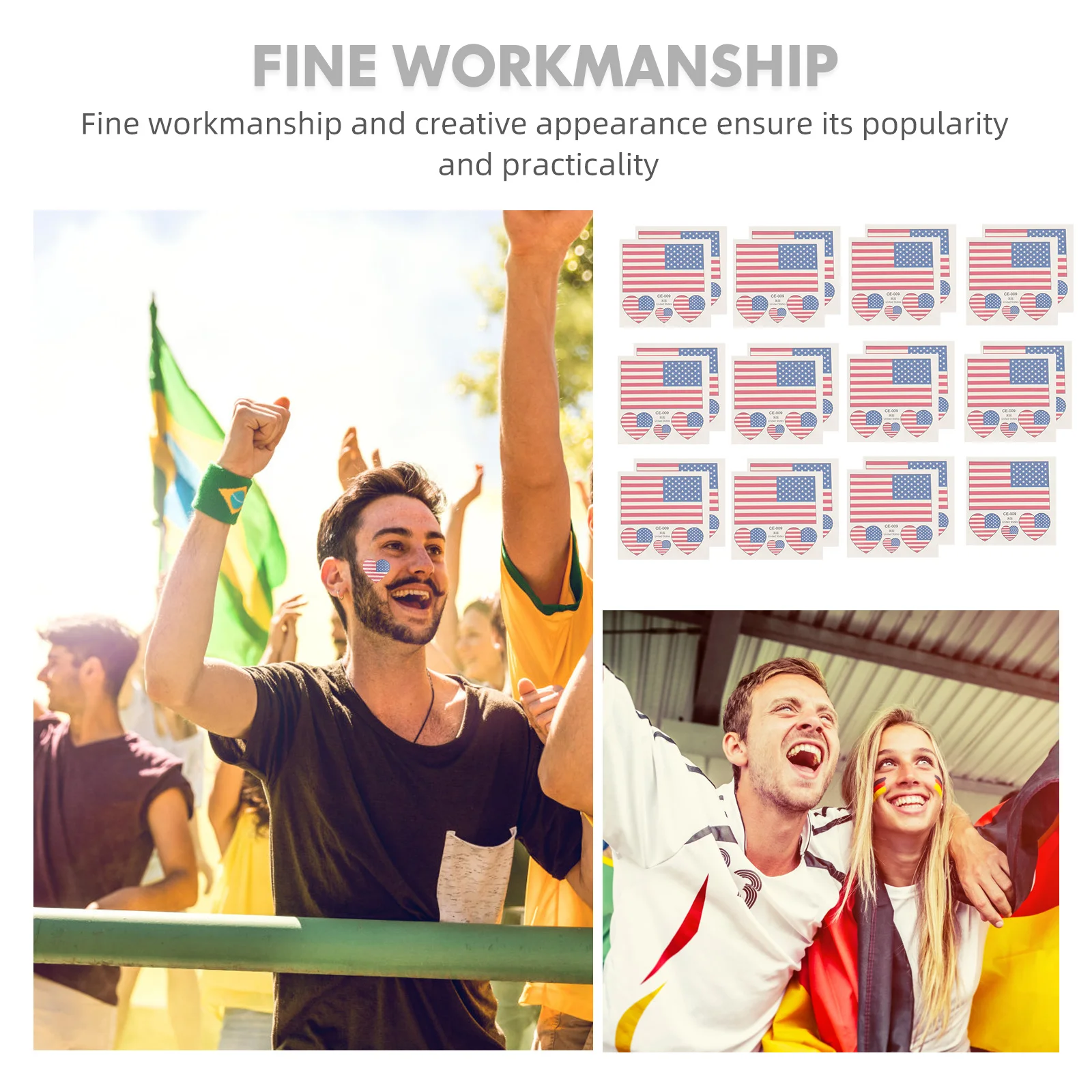 

25pcs American Flag Waterproof Face Body Tattoos Sports Match Fans Independence Day Body Sticker Decor Plastic Durable