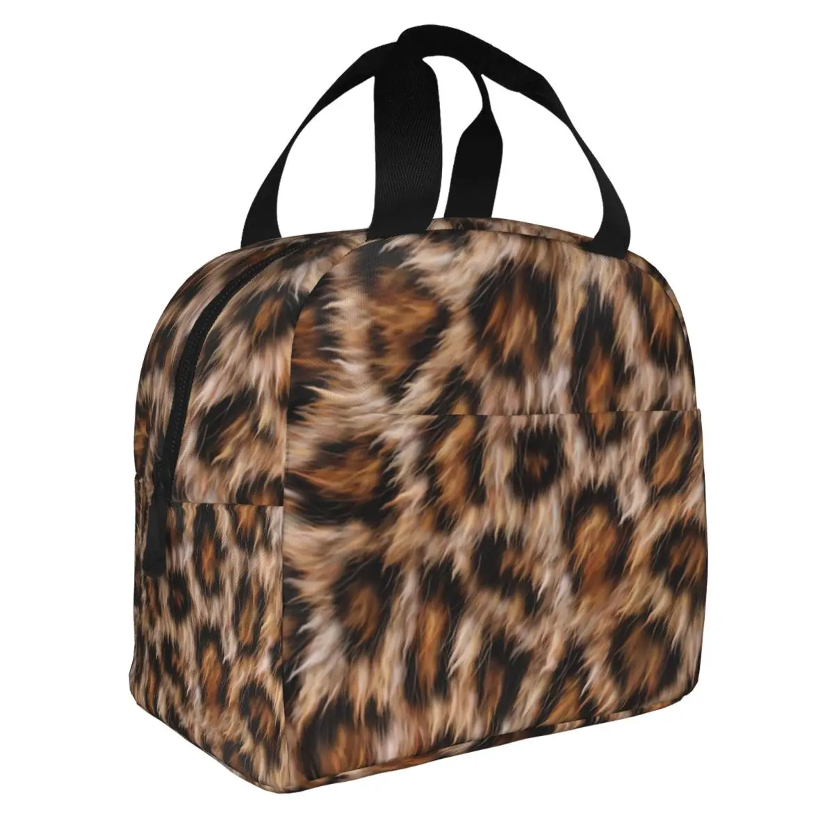 Custom Leopard Print Fur Spots Resuable Lunch Boxes for Women Leakproof Leopard Skin Cooler Thermal Food Insulated Lunch Bag