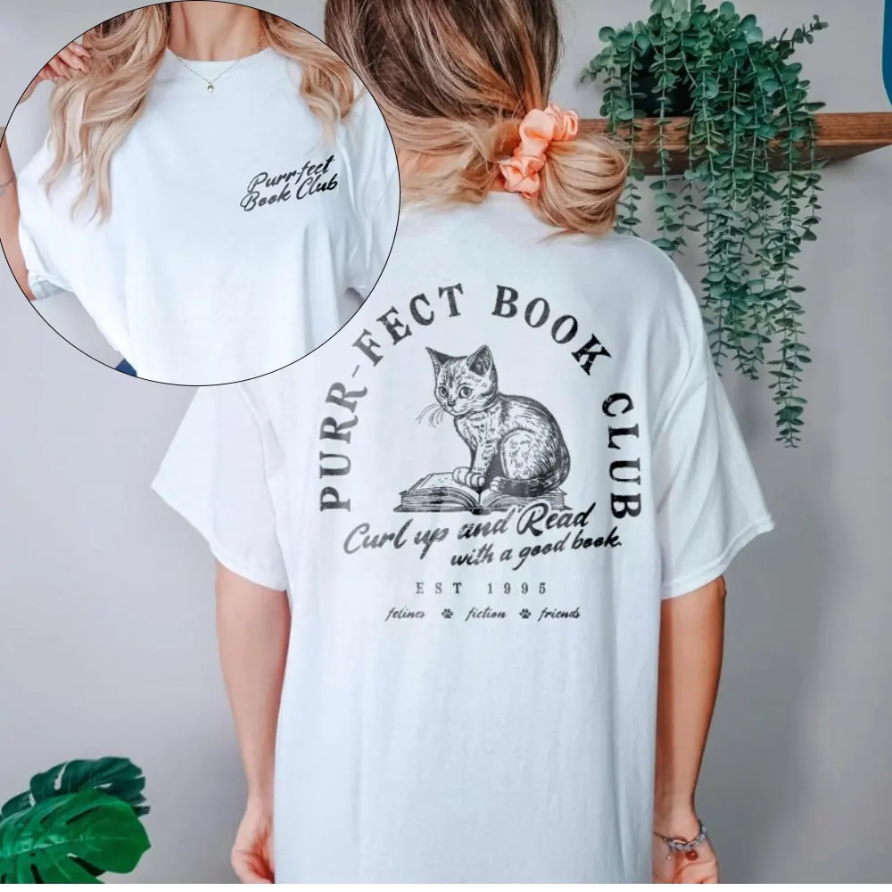 

Cat Bookish Shirt Book Club T-shirt for Cat Lovers Reading T-shirt Books Reading Gift for Cat Lover