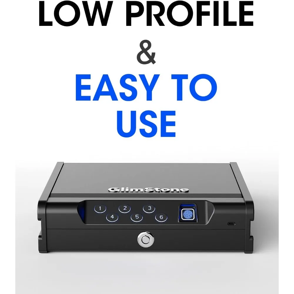 Waffentresor, biometrischer Waffentresor für Pistolen, Easy Edition, 3-Wege-Schnellzugriff mit Fingerabdruck/Digitaltastatur/Schlüssel, Smart Pistole S