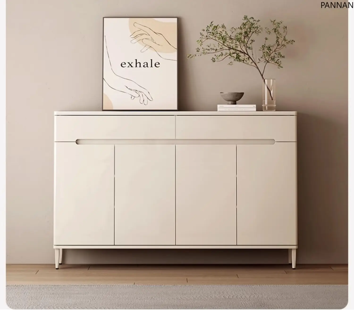 Ultra-thin living room, dining side cabinet, storage against the wall, locker backrest, cream wind