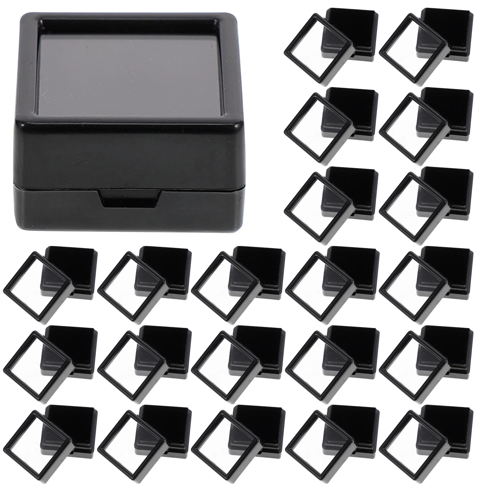 

24Pcs Black Jewelry Storage Box Clear Lid Cushion Interior Gem Display Container Secure Closing Stone Display Organizer Gift