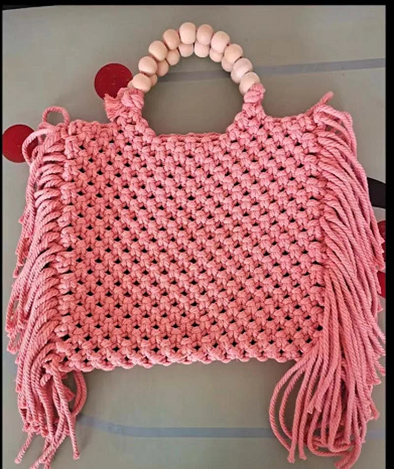 Borsa a tracolla in paglia con nappe Casual borsa a tracolla intrecciata a mano femminile borsa da spiaggia borsa da spiaggia con cerniera bohémien