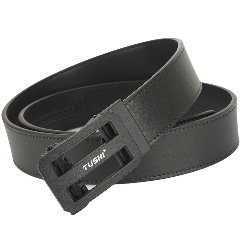 TUSHI Automatic Buckle Tactical Belts for Men High Quality Casual Genuine Leather Belts with Adjustable Ratchet Military Belt