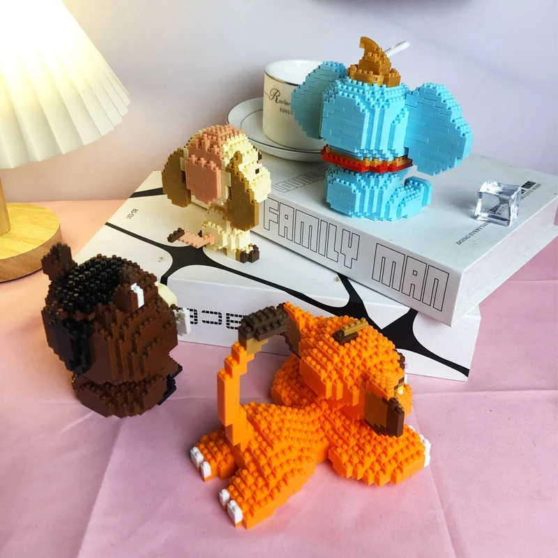 Blocs de Construction roi Lion Simba Disney Dumbo Bourriquet Timon Pumbaa, assemblage de Construction modèle 3D, Mini briques, jouets figurines