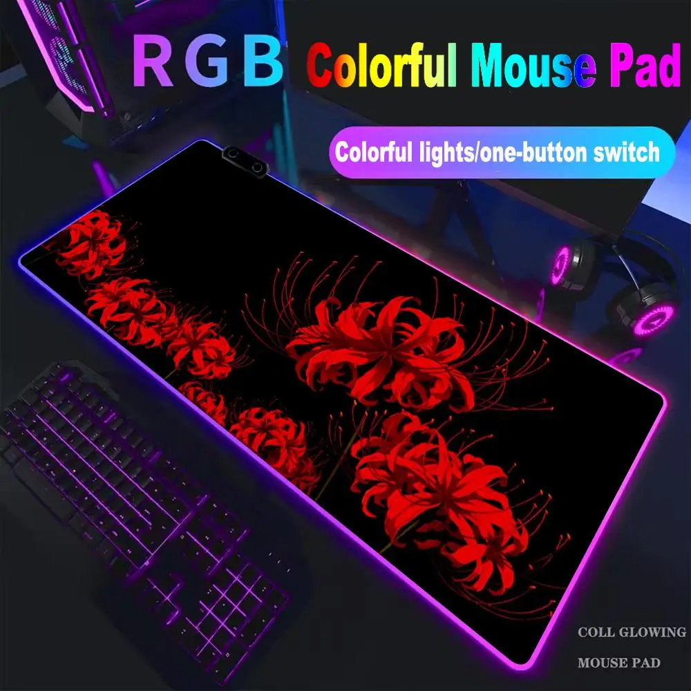 

Коврик для мыши черно-красный с рисунком паука-лилии, высококачественный коврик для мыши для киберспорта, RGB-коврик для мыши, светодиодный коврик для ПК, большой коврик для письма для студентов, игровой коврик HYB XXC