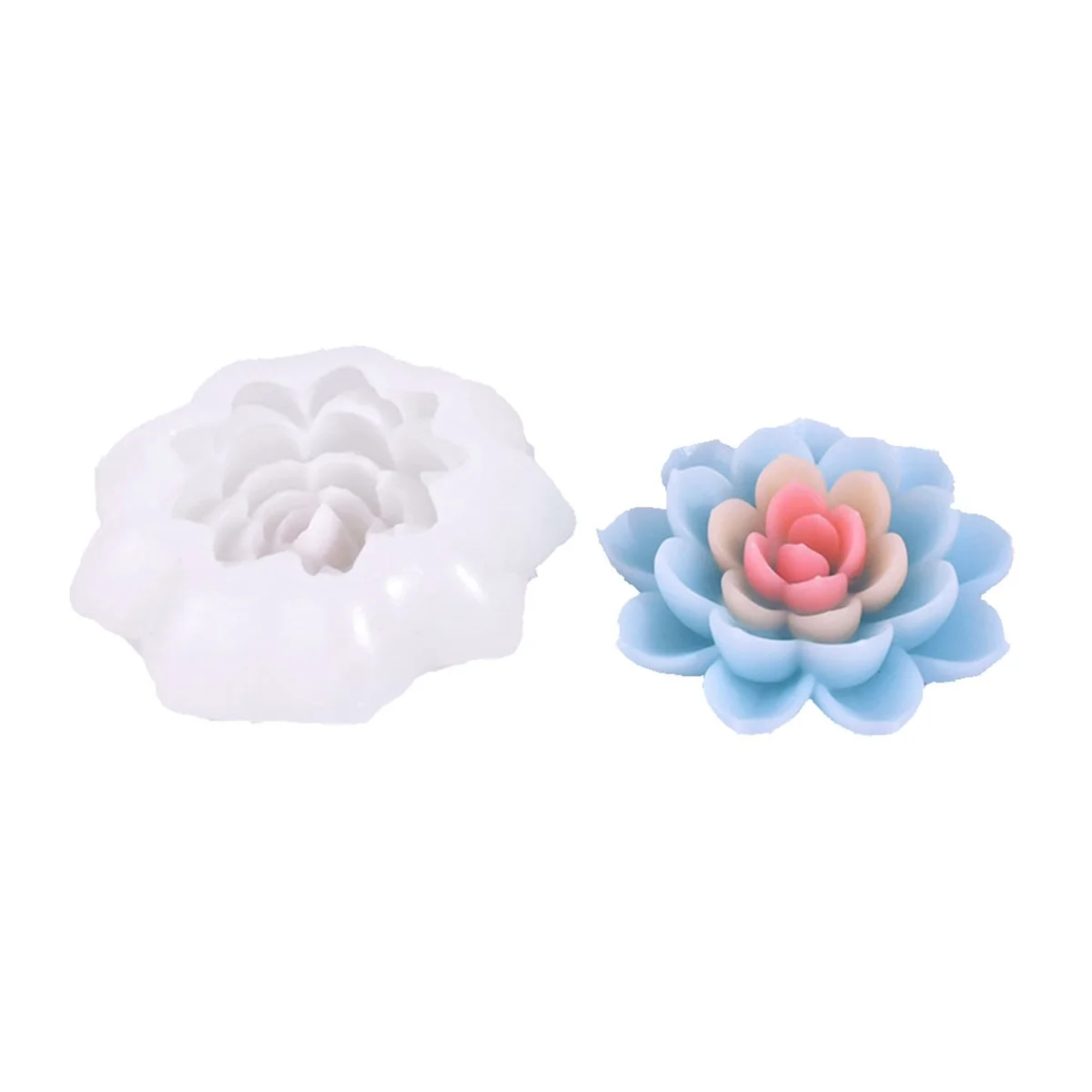 

Simulation Lotus Candle Silicone Mold Blossom Flower Soap Fragrance Ornaments Making Chocolate Cake Decor Gift,C