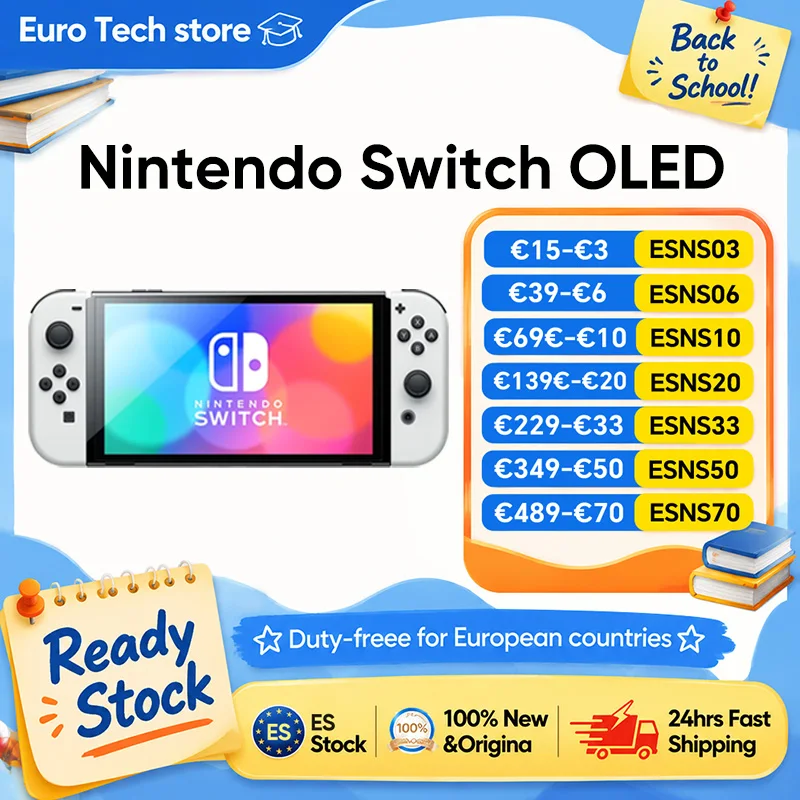 Konsola Nintendo Switch OLED z 7-calowym ekranem, Joy-Con, stabilny tryb TV, uchwyt do gier wideo, ulepszone audio, regulowane.