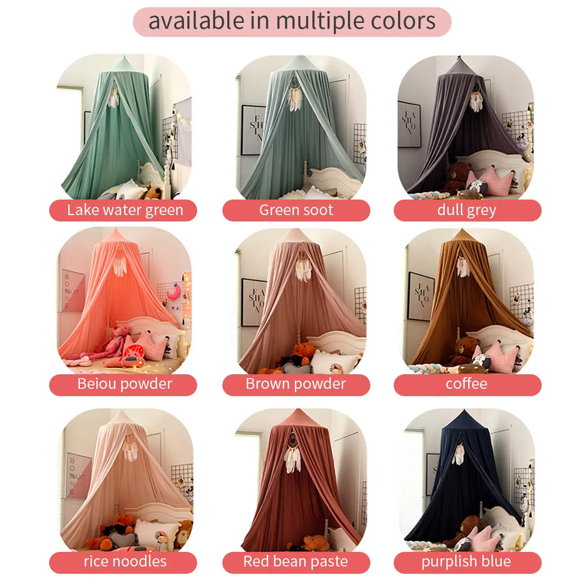 Kids Bed Curtain Baby Hanging Bedding Hung Dome Canopy Mosquito Net Children\'s Girl Boy Play Tent Living Room Bedroom Decoration