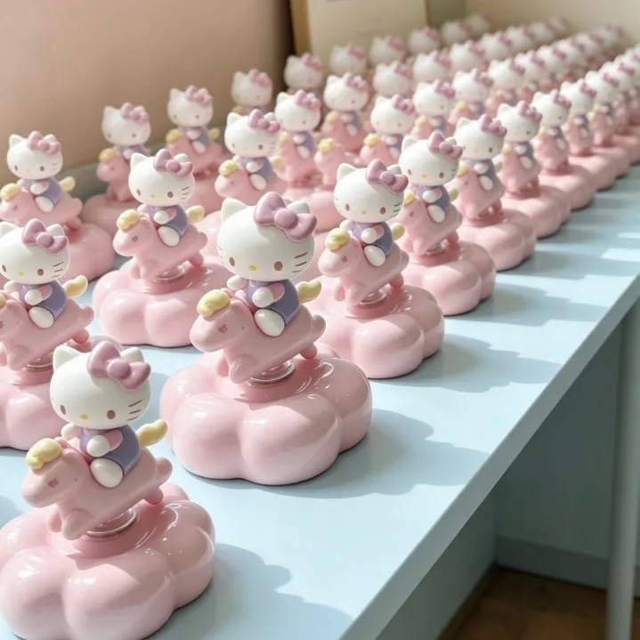 Jingdezhen Ceramic Hello‑Kitty Cute Kitty Rotating Childlike Pony Car & Desktop Cartoon Ornament