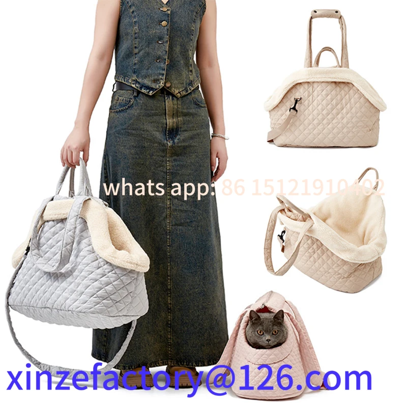 

Customizable Fashion Handbag Warm Plush Pet Carrier Bags for Small Dogs Cats Chihuahua Sphynx Kitten
