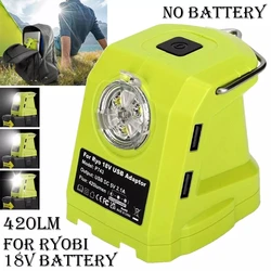 Faretto portatile LED Work Light per RYOBI 14.4V-18V batteria agli ioni di litio Dual USB Adapter Power Source 9W 420LM