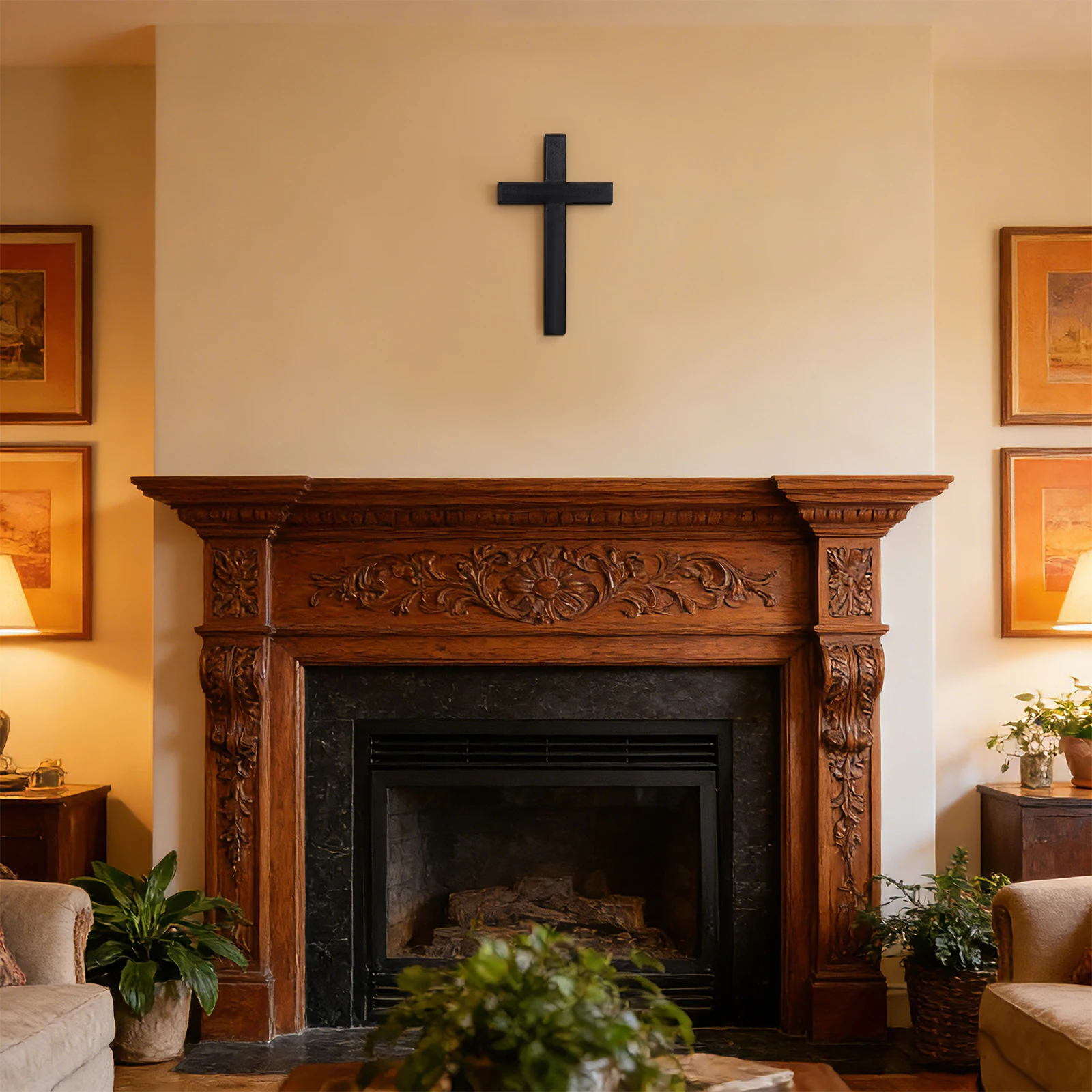 

Black Cross Ornaments Wooden Decor Hang Wall Catholic Home Decoration Eall Decore