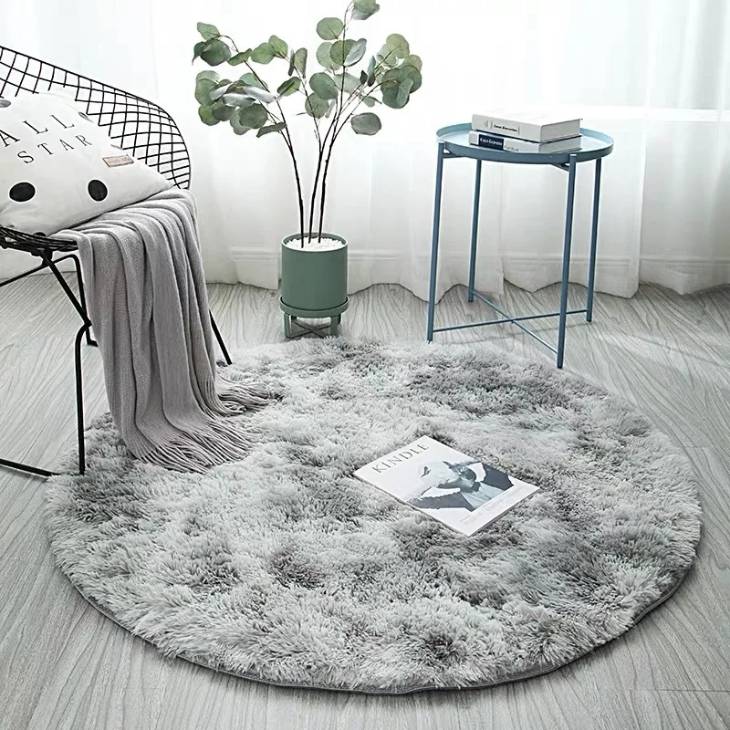 

Silver Bubble Kiss Thick Round Rug Carpets for Living Room Soft Home Bedroom Kid Room Plush Salon Decoration