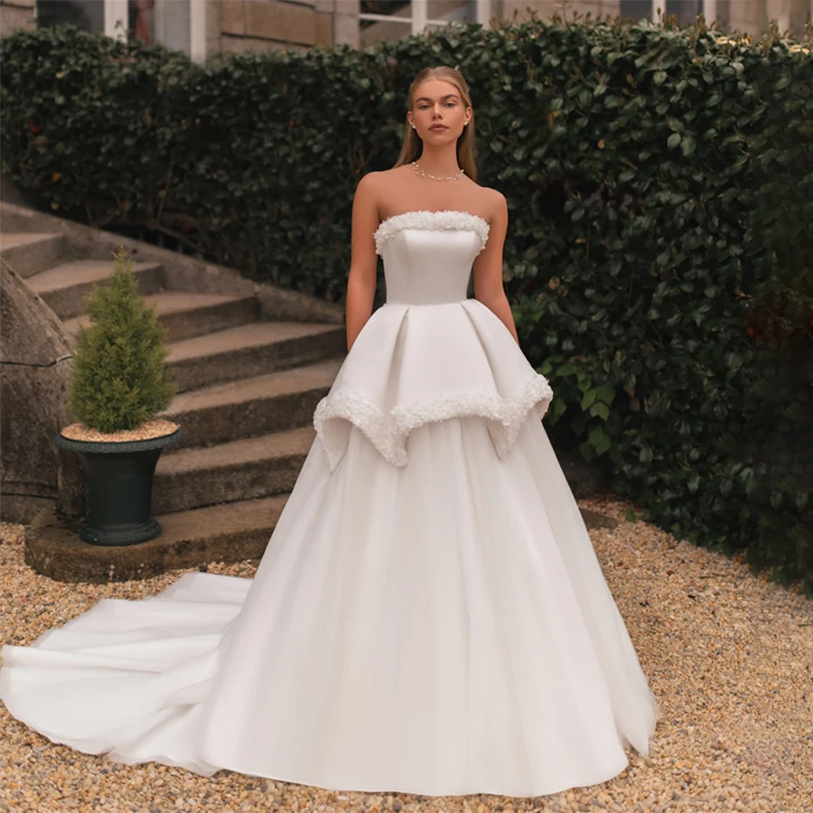 

Customized A-Line Off Shoulder Top With Lace Sleeveless Wedding Dress Backless Zipper Custom Bridal Gowns vestidos de fiesta