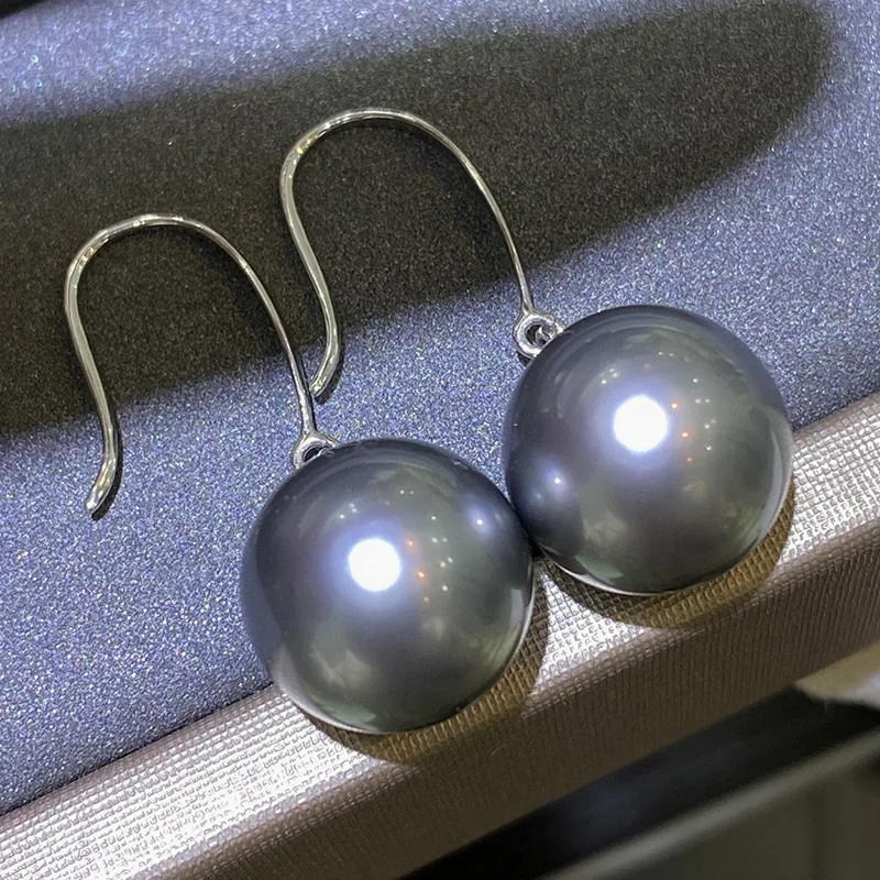 

New Arrival Natural 10-11mm Black Genuine Pearl Earrings for Fine Women Jewerly AAA Pearl Earrings 925 Sterling Silver