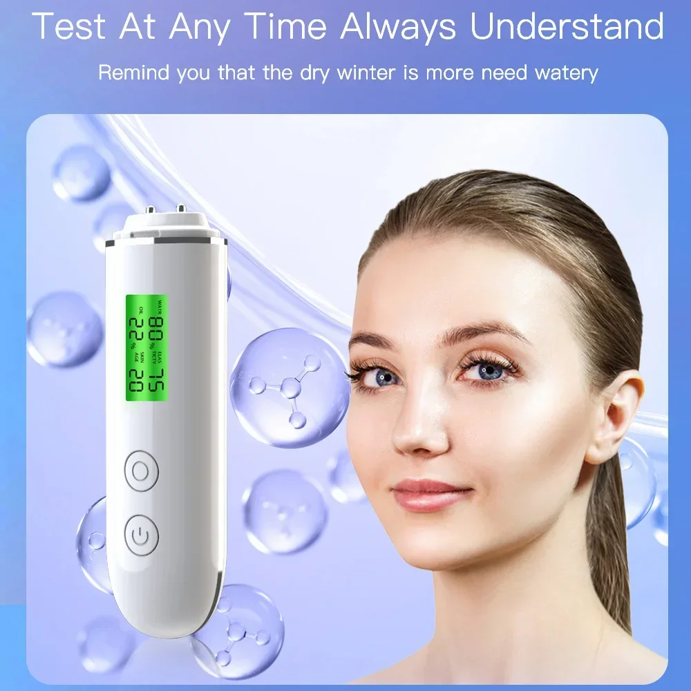 LCD Skin Oil Content Facial Moisture Analyzer Skin Care Tools, Digital Moisture Tester To Monitor Skin Health