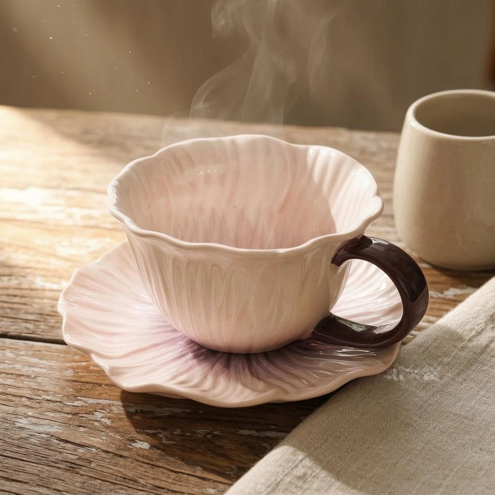 Coffee Cup Saucer Set with Handle Ceramic Cup Saucer Set Cappuccino Cups Lead-Safe of Harmful Substances Tableware Bohemian - view 2