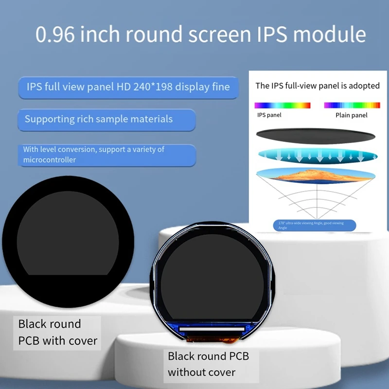 0.96 Inch IPS Color Screen ST7789 Module 240XRGBx198P 65K Colors Compatible with 5V and 3.3V MCU with Glass Cover