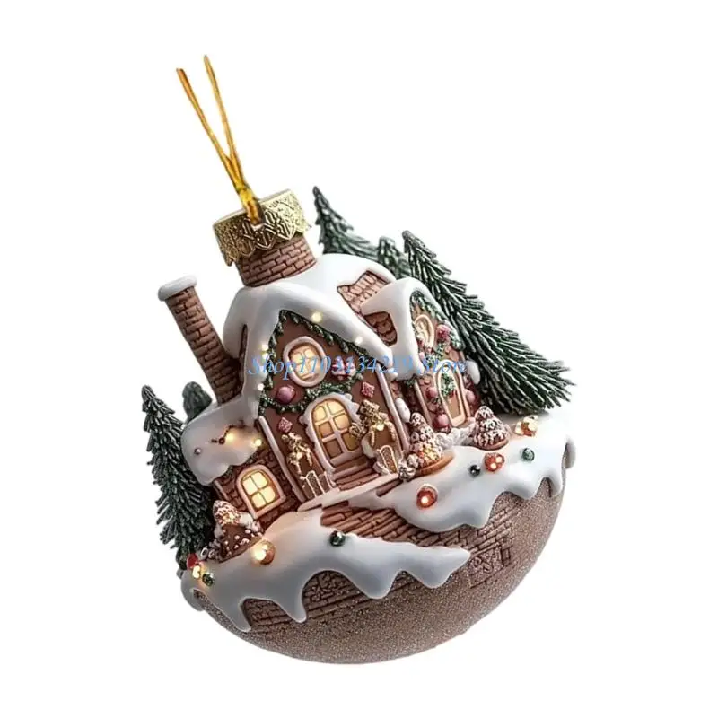 N5KC Weather Resistant Christmas Tree Cottage Embellishment Acrylic Homes Adornment