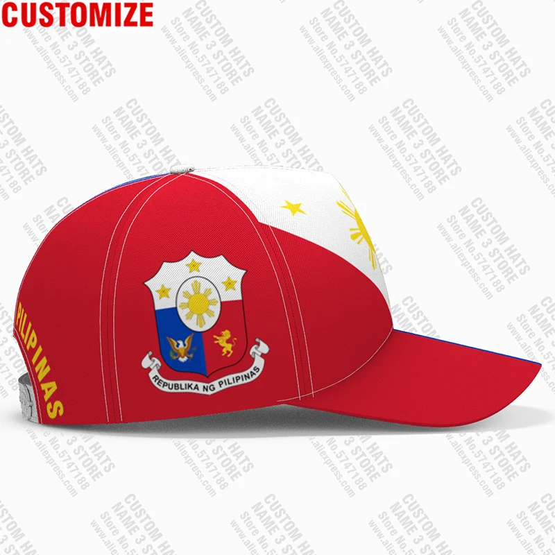 Philippines Youth Diy Free Custom Name Number Phl Hat Nation Flag Ph Republic Pilipinas Filipino Print Photo Text Baseball Cap