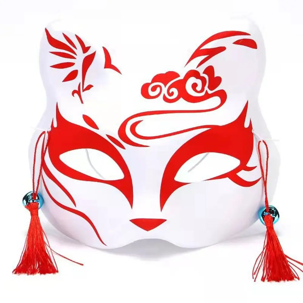 2 pçs portátil anime japonês raposas máscara cosplay pintados à mão adereços de festa requintado anime meia máscara facial festival