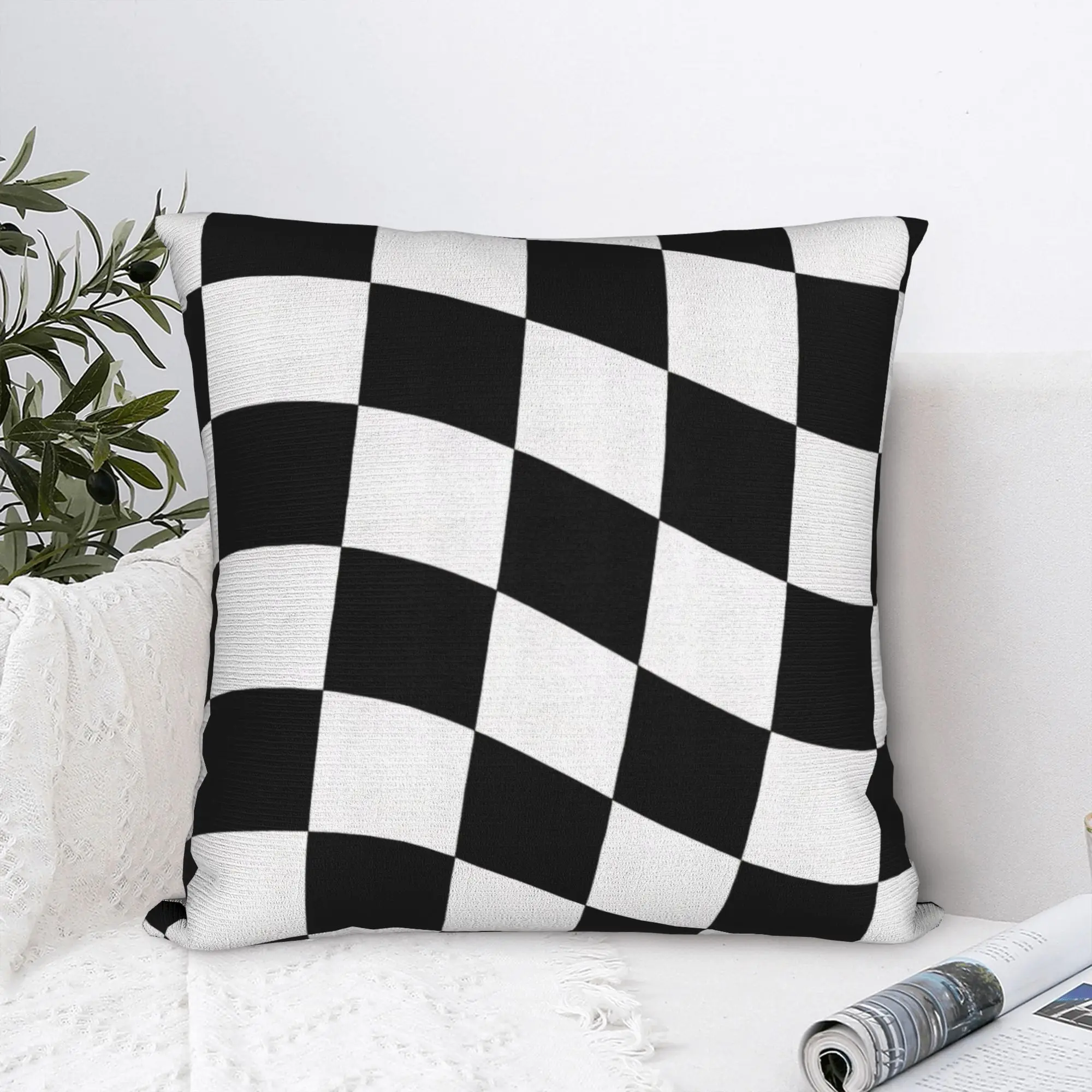 Black and white check Pillow Case  Comfy Pillow Cover Funny Cushion Cover For Sofa Car Home Decor