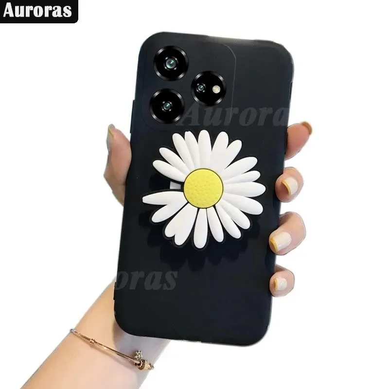 Auroras For ZTE Axon 60 Case With Chrysanthemum Holder Silicone Soft Shockproof Shell For ZTE Blade V70 Axon 60 Lite Cover Funda