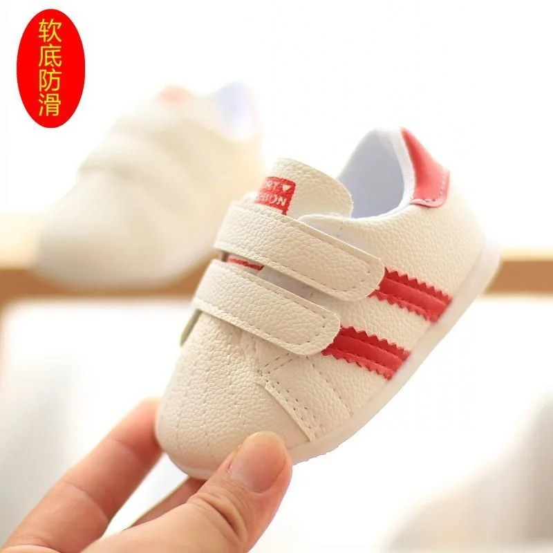 Zapatos antideslizantes de estilo coreano para niños y niñas recién nacidos, primeros pasos, suelas suaves de algodón para niños pequeños, 1 a 2