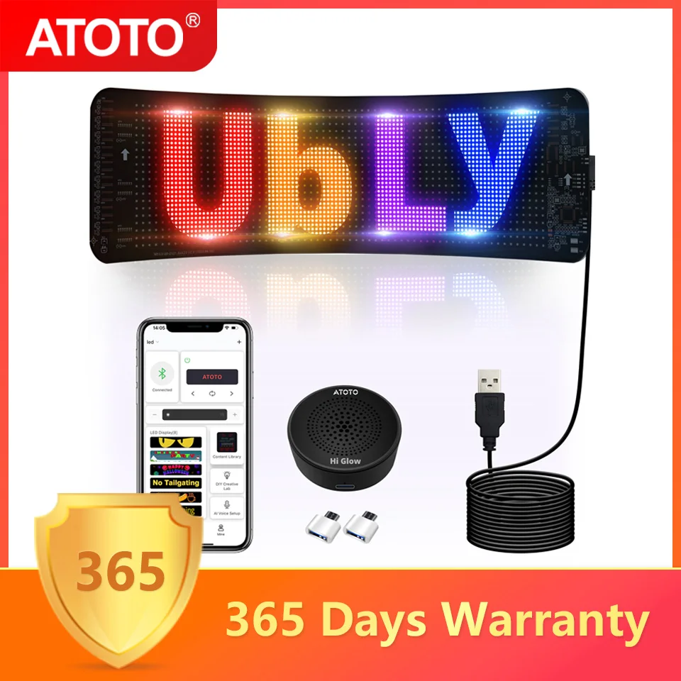 

ATOTO LED Devil Eyes RGB Matrix Pixel Panel для автомобиля, грузовика, AI Voice, Bluetooth, экран управления через приложение, прокрутка, световой дисплей VIALD13