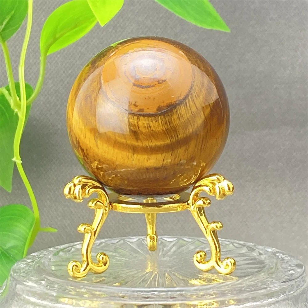 Natural Crystal Tiger Crystal Ball  Hand-polished And Polished Aura Magic Bball  Home Decoration Ornament + Base