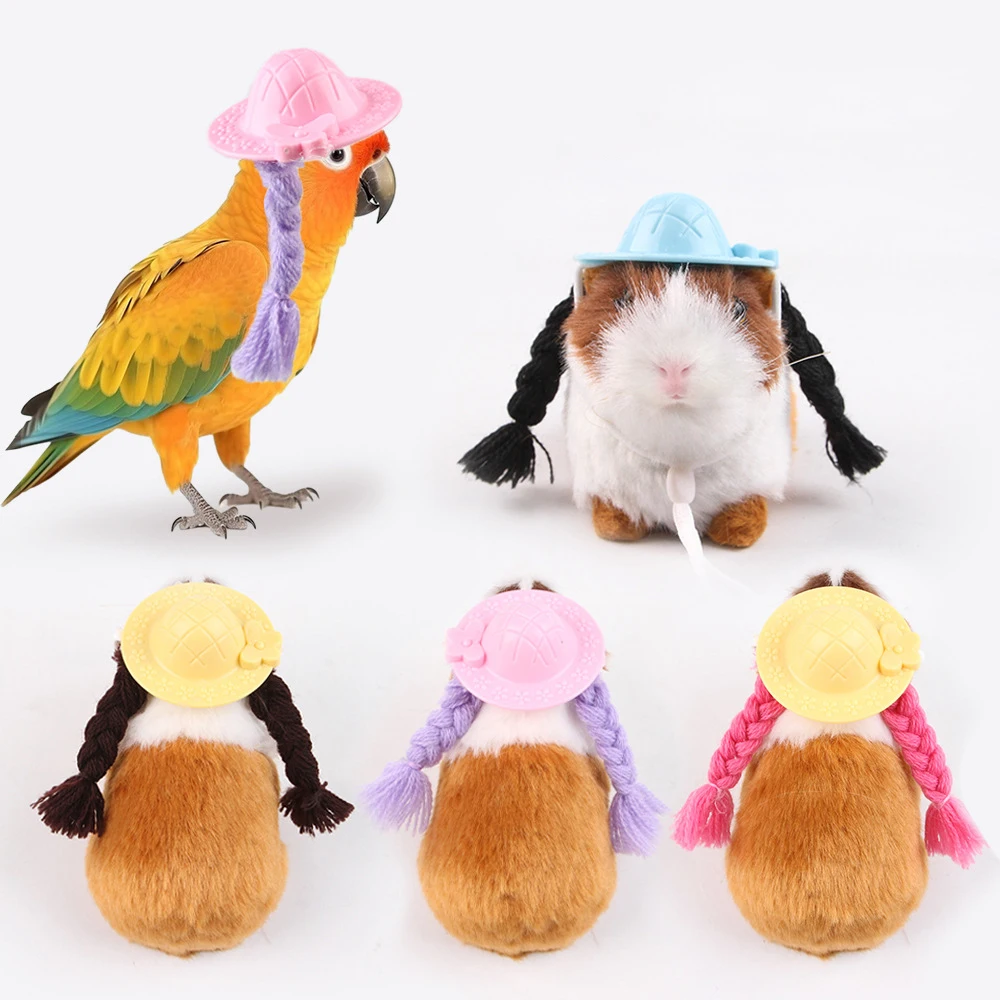 

Cute Mini Cap Small Pets Decoration Hat Hamster Parrot Guinea Pig Braided Hair Hats Doll Accessories Pets Party Costume Caps