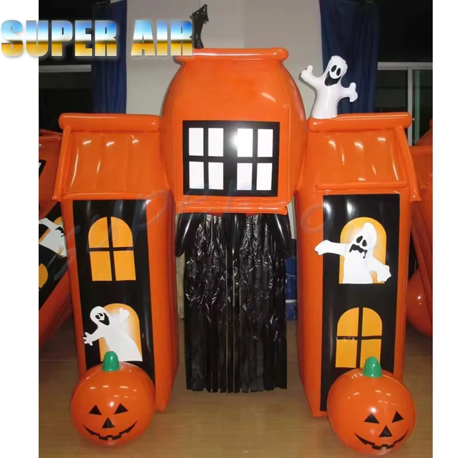 

Halloween Inflatable Haunted House Archway, Blow Up Haunted Castle Entrance with Ghosts & Pumpkins, for Yard, Party, Festivai
