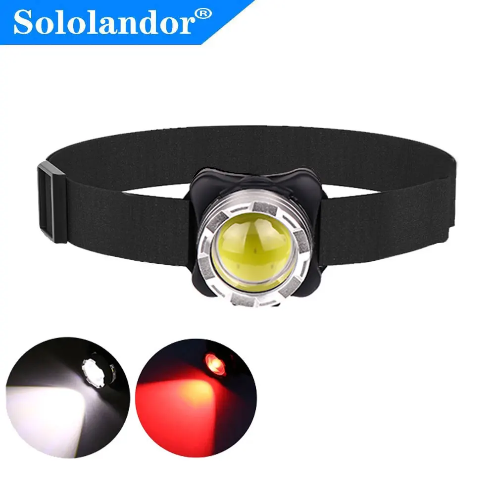 Powerful Headlamp USB Rechargeable Headlight LED Head Light with Built-in Battery Waterproof Head Lamp White Red Lighting