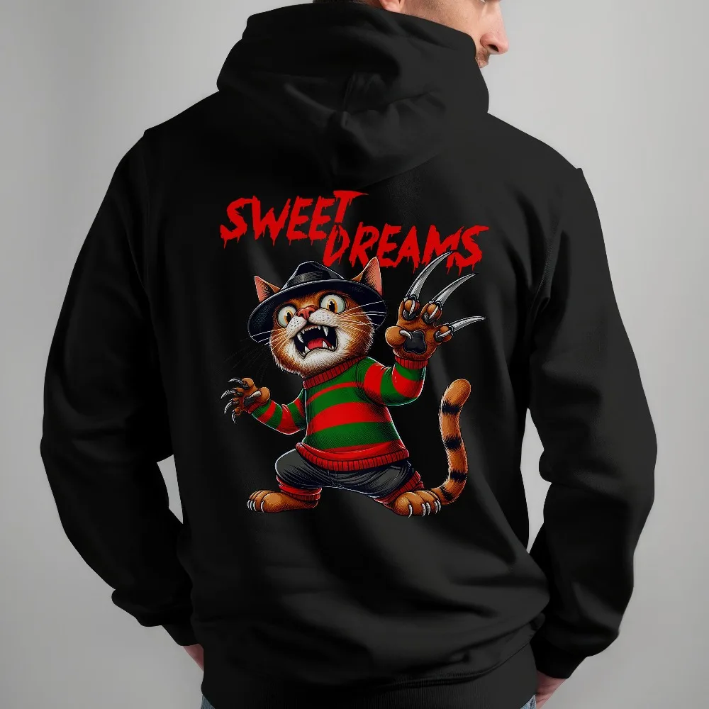 Freddy Cat Halloween Horrorfilm Hoodie Sweatshirt Sweet Dreams Trick or Treat Lustiges Katzenliebhaber Unisex Kapuzenpullover