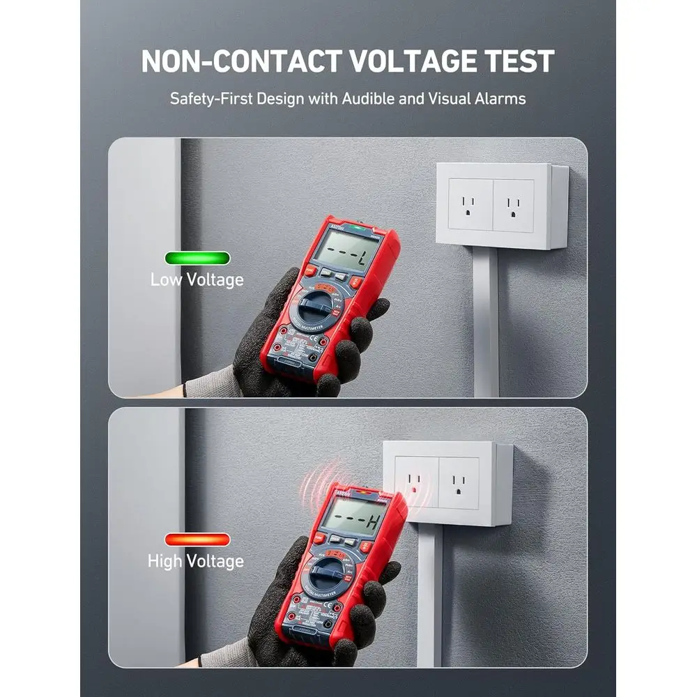 Digital Multimeter, TRMS 6000 Counts Auto-Ranging Voltage Tester, Measures AC/DC Voltage, Capacitance, Resistance, Frequency, Te